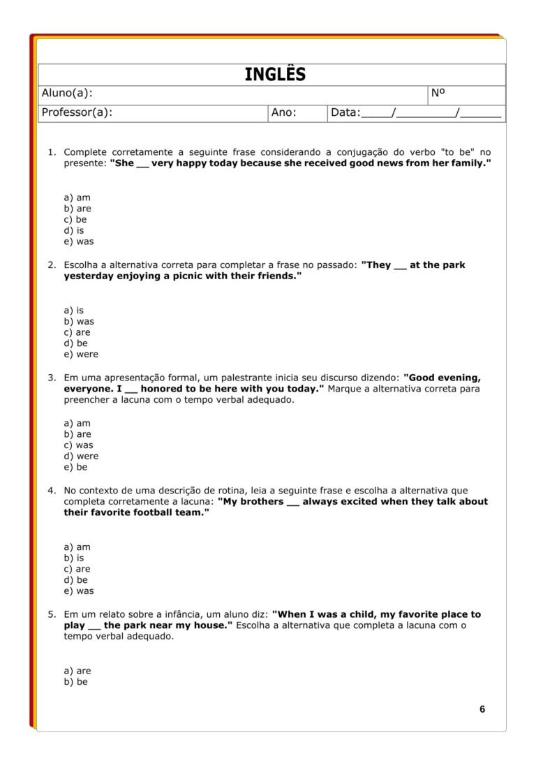 Atividades prontas para imprimir e editaveis em word de Inglês para o 6º, 7º, 8º e 9º ano do Ensino Fundamental 2, segue a BNCC