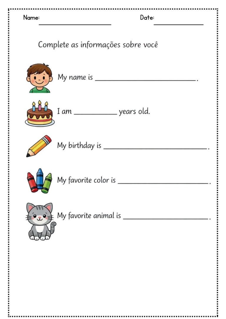 atividades de ingles 1 2 3 4 e 5 ano fundamental para imprimir