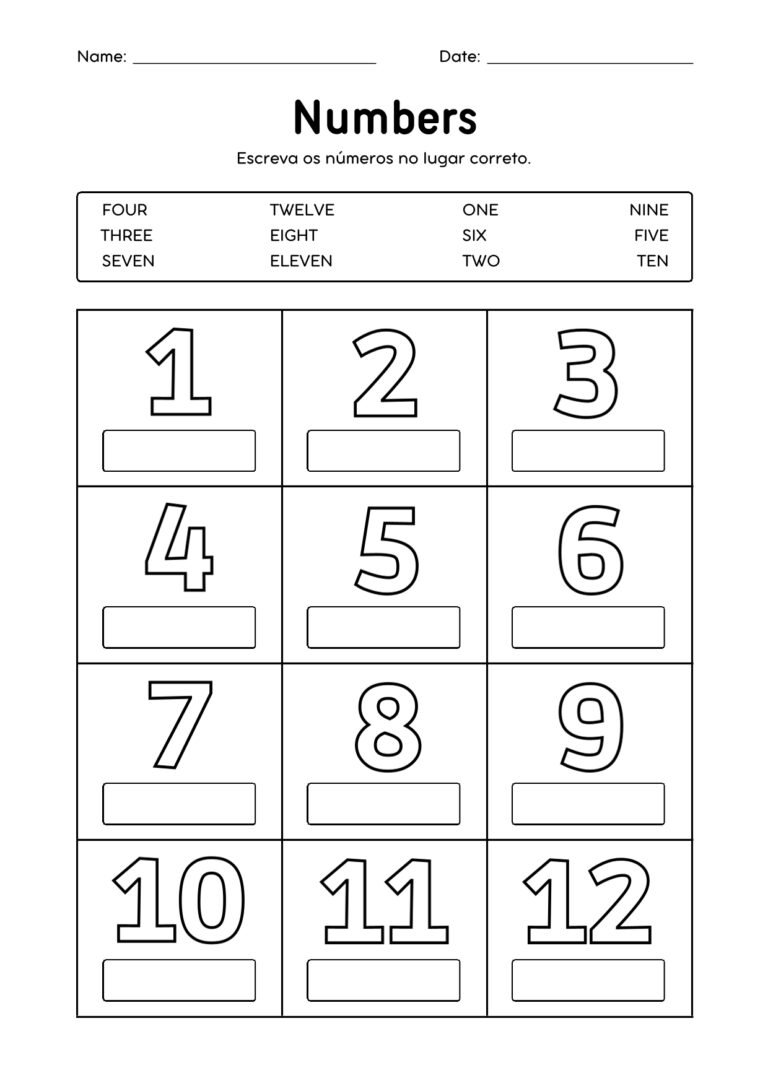 atividades de ingles sobre os numeros 1 ao 5 ano ensino fundamental