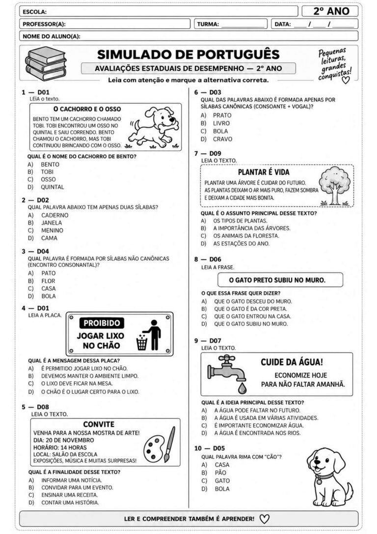ATIVIDADES COM GABARITOS PARA O SARESP